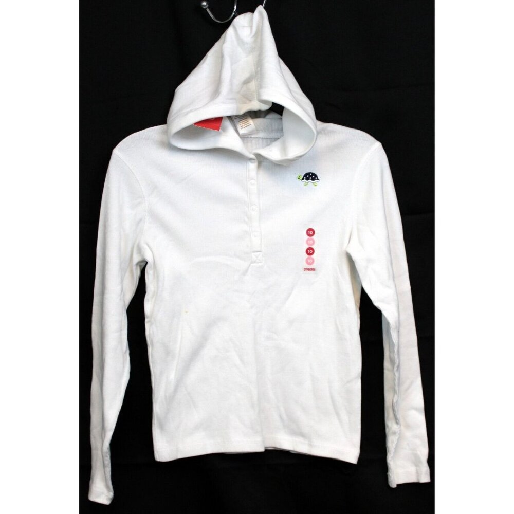 NEW 2006/05 Gymboree Prep Henley 10 Spring Turtle Hoodie T-Shirt Embroidered Whi